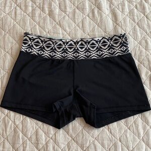 Black Patterned Women's Spandex Shorts